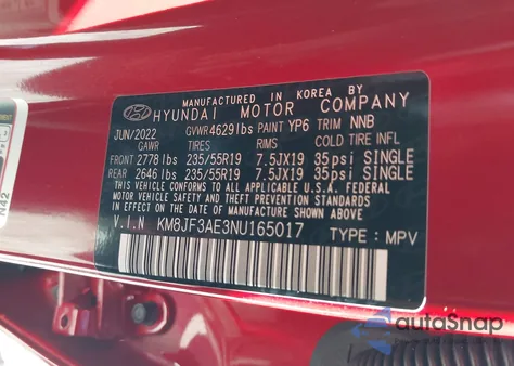 2022 Hyundai Tucson N Line z USA, uszkodzony, nr VIN KM8JF3AE3NU165017